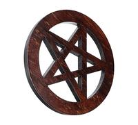 Décoration Pentacle en Bois, Ornement Pentagramme Sculpté, Autel Rituel | Ornement de Table, Fourniture Wiccane, Nappe Autel Pentagramme, Ton Café