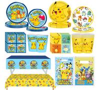Décoration Pokemon fête d'anniversaire chapeaux Pikachu vaisselle jetable nappe tasse assiette serviette bébé douche cadeaux de fête Pokemon figure model-24pcs