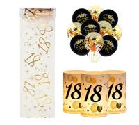 Décoration pour 18e anniversaire femme homme, 18e Happy Birthday Decorations Chemin de table + photophore + ballon, décoration 18e anniversaire homme femme, décoration 18e anniversaire
