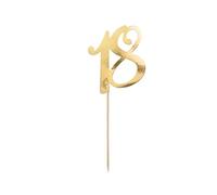 PartyDeco Toppers pour gâteau 18e anniversaire – chiffre 18 en or, H. env. 20,5 cm – 1 pièce