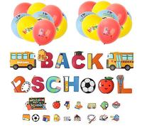 Décoration Premier Jour Ecole, Bannière Drôle Colorée de la Rentrée Scolaire Ballons Cupcake Toppers Cake Topper Ruban Décorations de Fête Scolaire pour Salle de Classe