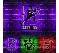 Décoration rectangulaire personnalisée pour chambre à coucher, salon, veilleuse avec LED personnalisable, joueur de basket-ball, panneau lumineux néon en métal noir, nom personnalisé, décoration