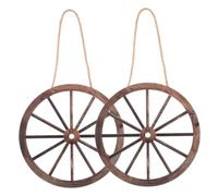 Décoration Roue de Chariot Rustique Vintage en Bois 2 Pièces | Grain , Texture Authentique, Montage Mural Facile, pour Clôture, Portes, Jardin, Fête Western