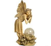Décoration solaire pour lampe torche, décoration de jardin - Fée effet flamme vacillante avec panneau solaire - Décoration de cour étanche 26 cm (jaune)