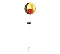 Décoration solaire prise de jardin lampe solaire LED lampe de jardin lampe de jardin sur piquet, Welcome, métal noir or rouge, blanc chaud, DxH 17x 78,5 cm