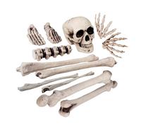 Décoration squelette Halloween - BOLAND - Lot de 12 pièces - Crâne et os décoratifs - Plastique - Beige - Halloween