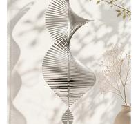 Décoration suspendue en métal argenté 3D en forme de spirale, ornement de carillon éolien de style tourbillon créatif et silencieux, sculpture rotative géométrique moderne pour jardin, patio, balcon, 