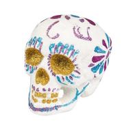 Décoration tête de mort scintillante 16 X 14 cm Dia de los muertos - Multicolore