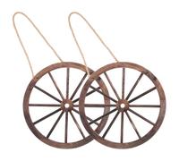 Décoration Western Rustique en Bois, Lot de 2 Roues Rondes Murales | Grain , Texture Authentique, Montage Mural Facile, pour Murs et Portes, Café