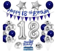 Décorations Anniversaire 18 ans Bleu,Ballons 18 ans Anniversaire Homme,Kit de Décoration pour 18e Garçons Filles,Confettis Bleus