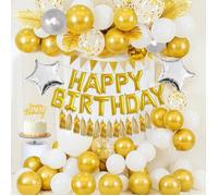 Décorations anniversaire OrBallons Or HAPPY BIRTHDAY Ballons Or Métalliques Ballons Blancs Ballons Gris Ballons Confettis Or 1029