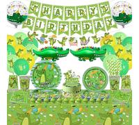 Décorations d'anniversaire crocodile - bannière, décoration de gâteau, assiettes, tasses, serviettes, nappes, ballons pour fête reptile alligator