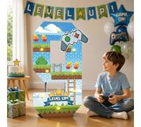 Décorations d'anniversaire de jeu vidéo, jeu sur les décorations d'anniversaire pour garçons, décoration de fête de niveau supérieur pour 9e anniversaire, chapiteau lumineux de 9 m, numéro 9