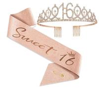 Décorations d'anniversaire, écharpe, couronne, 16 ans, style classique