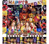 Décorations d'anniversaire Five Nights at Freddy's, décorations de gâteaux et cupcakes avec ballons, PACK D'OBJETS DÉCORATIFS