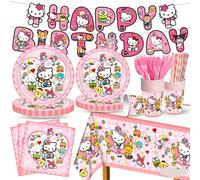 Décorations d'anniversaire Hello Kitty, assiettes jetables Hello Kitty, nappe, serviettes en papier, ballons, fournitures pour fête de bébé fille birthday flag 2