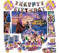 Décorations d'anniversaire Tangled Raiponce : Vaisselle, Gobelets, Assiettes, Serviettes, Ballons, Bannière, Toile de fond, Sacs en papier - Fournitures de fête pour enfants et filles number balloon 9