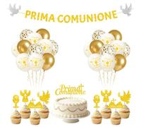 Décorations de ballons de communion, ballons blancs et dorés, guirlande de communion, décoration de gâteau, décoration de fête pour confirmation, baptême et anniversaire