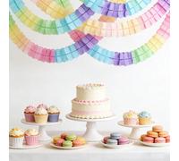 Décorations de fête arc-en-ciel pastel - Guirlandes, Guirlande en papier trèfle à 4 feuilles multicolore, Couronne en papier colorée, Motif trèfle à 4 feuilles, Couronne de ruban colorée, Pour la déco