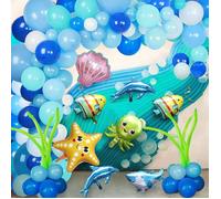 Décorations De Fête D'Anniversaire Animaux De L'Océan Pour Garçon Bleu Blanc Fête Ballons Guirlande Arche Kit Avec Dauphin Étoil