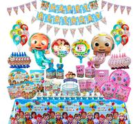Décorations de fête d'anniversaire Cocomelon, ballons, vaisselle jetable, gobelets, assiettes, nappes, décorations de gâteau, ballons pour enfants, baby shower Cup-10Pcs