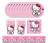 Décorations de fête d'anniversaire de dessin animé Hello Kitty, ensemble pour enfants filles, vaisselle jetable, tasse, serviette, assiette, fournitures de réception-cadeau pour bébé 7inch Plate 10Pcs