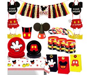 Décorations de fête d'anniversaire Mickey Mouse pour garçon, vaisselle jetable, assiette, serviette, tasse, nappe, vaisselle de noël, ensemble de dîner pour enfants 1pc cake topper