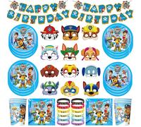 Décorations de fête d'anniversaire Paw Patrol, ensemble de vaisselle, gobelets, assiettes, nappe, ballons, décor de fond pour enfants, fournitures de fête d'anniversaire 1pc cake topper