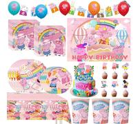 Décorations de fête d'anniversaire Peppa Pig, ballons, assiettes, gobelets, bannière, ensemble de vaisselle pour baby shower, George Page, cadeaux pour enfants Cake Topper-24pcs