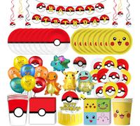 Décorations de fête d'anniversaire Pokémon, vaisselle Pikachu, gobelets, assiettes, serviettes, ballons, bannière, toile de fond, sacs cadeaux, autocollants, fournitures de fête 10pcs 9inch plates