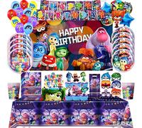 Décorations de fête d'anniversaire pour enfants Inside Out, fournitures, gobelets en papier, assiettes, serviettes, ballons pour la décoration de baby shower, cadeaux 16pcs balloon