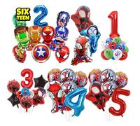 Décorations de fête d'anniversaire Super-héros Peter Parker Gwen Spider-Man, ballons en feuille, ballons en latex Hulk, fournitures de décoration de fête 5PCS balloonsB-6