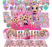 Décorations de fête d'anniversaire sur le thème des bébés pleureurs, ballons de dessin animé, assiettes, bannière, ensemble de vaisselle pour baby shower, cadeaux pour filles Balloons8-7pcs