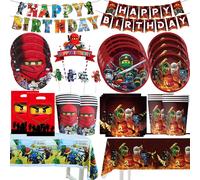 Décorations de fête d'anniversaire sur le thème des ninjas de dessins animés, ballons mignons, assiettes, bannière, ensemble de vaisselle pour les fêtes de naissance, cadeaux pour enfants Cake Topper-