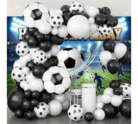 Décorations de fête de football pour la coupe du monde de football 2026, 95 pièces - Kit d'arche de ballons de football avec toile de fond de stade, ballons en aluminium de 55,9 cm, fournitures de