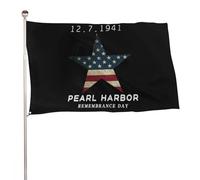 Décorations de fête d'extérieur sur le thème du Jour du Souvenir de Pearl Harbor : grand drapeau de 90 x 150 cm (3 x 5 pieds).