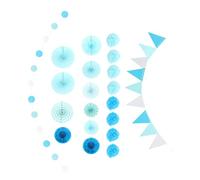 Décorations de Fête en Papier Bleu, Guirlande Fanion Nautique | Set Réutilisable, Montage Rapide, Éventails, Pompons, Fanions, pour Shower et Fête Maritime