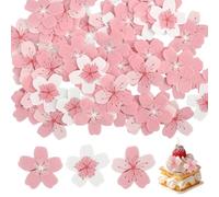 Décorations de Gâteau Fleur de Cerisier Sakura - 70 Pièces Toppers Plats en Feuille Fine pour Gâteaux, Cupcakes et Tartes - Décors Floraux pour Mariage, Baby Shower, Anniversaire, Thème Fleur