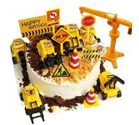 Décorations de gâteaux de Construction, véhicules, ensemble de décoration de gâteaux, pelle, grue à tour, décoration de Cupcake, panneau de signalisation routière et de signalisation 5pcs