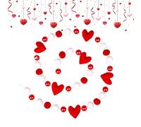 Décorations de la Saint-Valentin, guirlande de cœurs en feutre de 2,5 m, décoration romantique, feutrine rose rouge, cheminée, chambre à coucher, fête de mariage, table murale, décoration de ferme