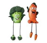 Décorations de légumes - Lot de 2 statues en résine de brocoli et de avec pattes pendantes | Superbe décoration de bureau pour le bureau à domicile dans le jardin