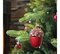 Décorations de Noël à suspendre en forme de champagne rouge nacré (B, 12 x 6 x 6)