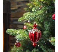 Décorations de Noël à suspendre en forme de champagne rouge nacré (E, 12 x 4 x 4)