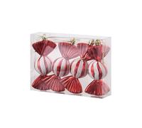 Décorations de Noël Bonbon doré Rose Rouge, Suspension Sapin Maison | 11,5x5cm, 4 pièces, plastique, velours, électroplé, sapin, couronne, vitrine, maison, fête, doré, rose, rouge