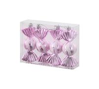 Décorations de Noël Bonbon doré Rose Rouge, Suspension Sapin Maison | 11,5x5cm, 4 pièces, plastique, velours, électroplé, sapin, couronne, vitrine, maison, fête, doré, rose, rouge