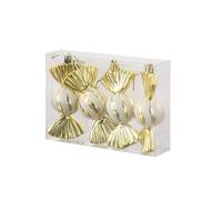 Décorations de Noël Bonbon doré Rose Rouge, Suspension Sapin Maison | 11,5x5cm, 4 pièces, plastique, velours, électroplé, sapin, couronne, vitrine, maison, fête, doré, rose, rouge