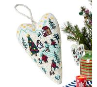 Décorations de Noël | Décoration de sapin de Noël en forme de cœur brodée à la main - Décoration festive pour la maison, la cheminée, le chevet, le sac à dos, la porte, la fenêtre, la bibliothèque