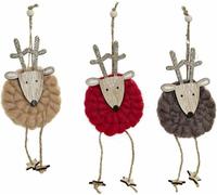 Décorations de Noël DKD Home Decor Renne en bois polyester (3 pcs) (8 x 3 x 26 cm)