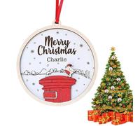 Décorations de Noël en bois - Décorations de Noël robustes avec image de boîte aux lettres rouge - Panneau de Noël créatif en bois pour porte de cheminée