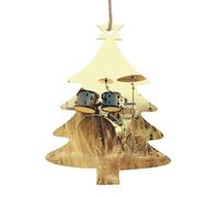 Décorations de Noël en bois en forme de sapin de Noël - Tambour de musique dans le champ - Décorations à suspendre pour sapin de Noël avec Père Noël, ange, cloche et bonhomme de neige